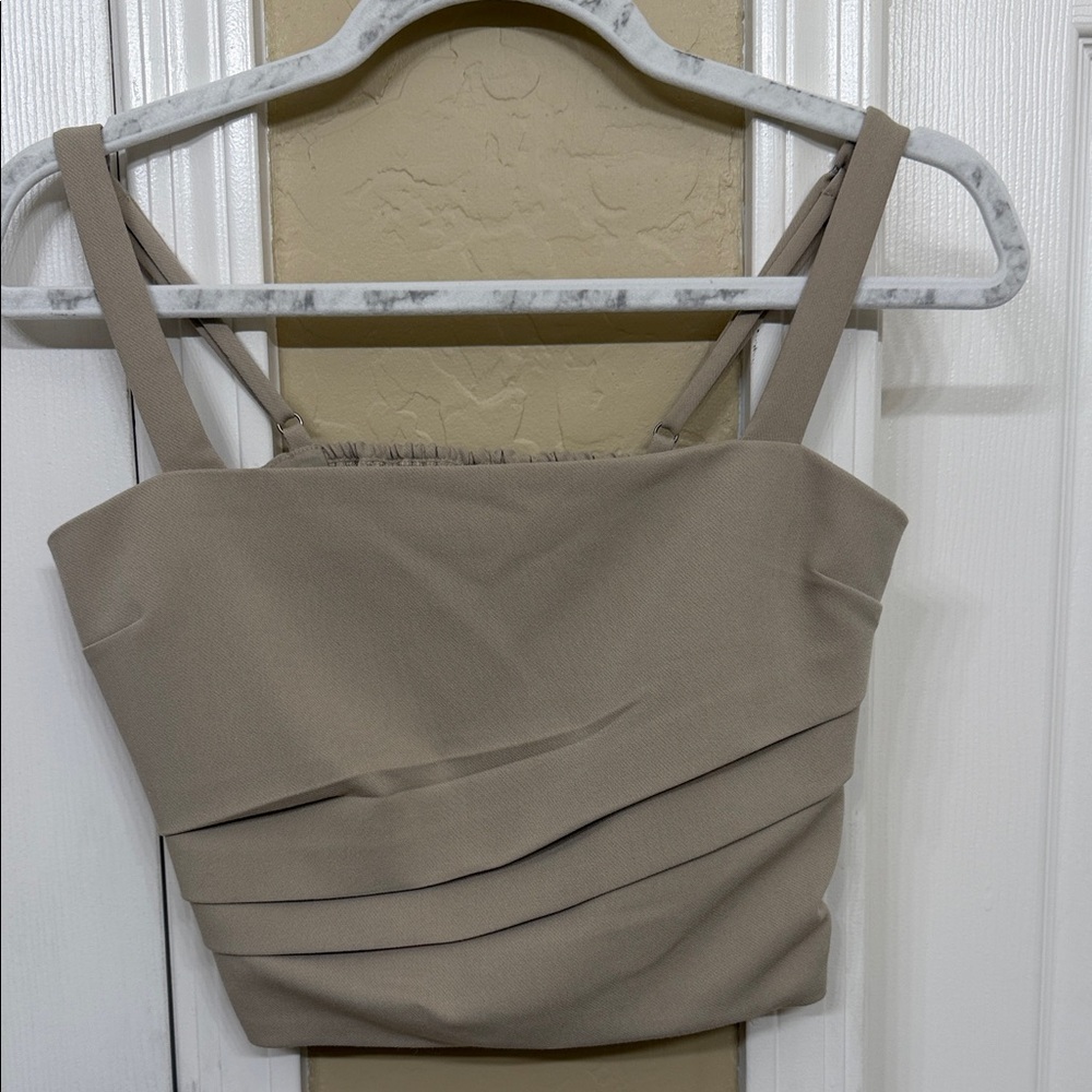 Abercrombie & Fitch Taupe Ruched Cropped Camisole